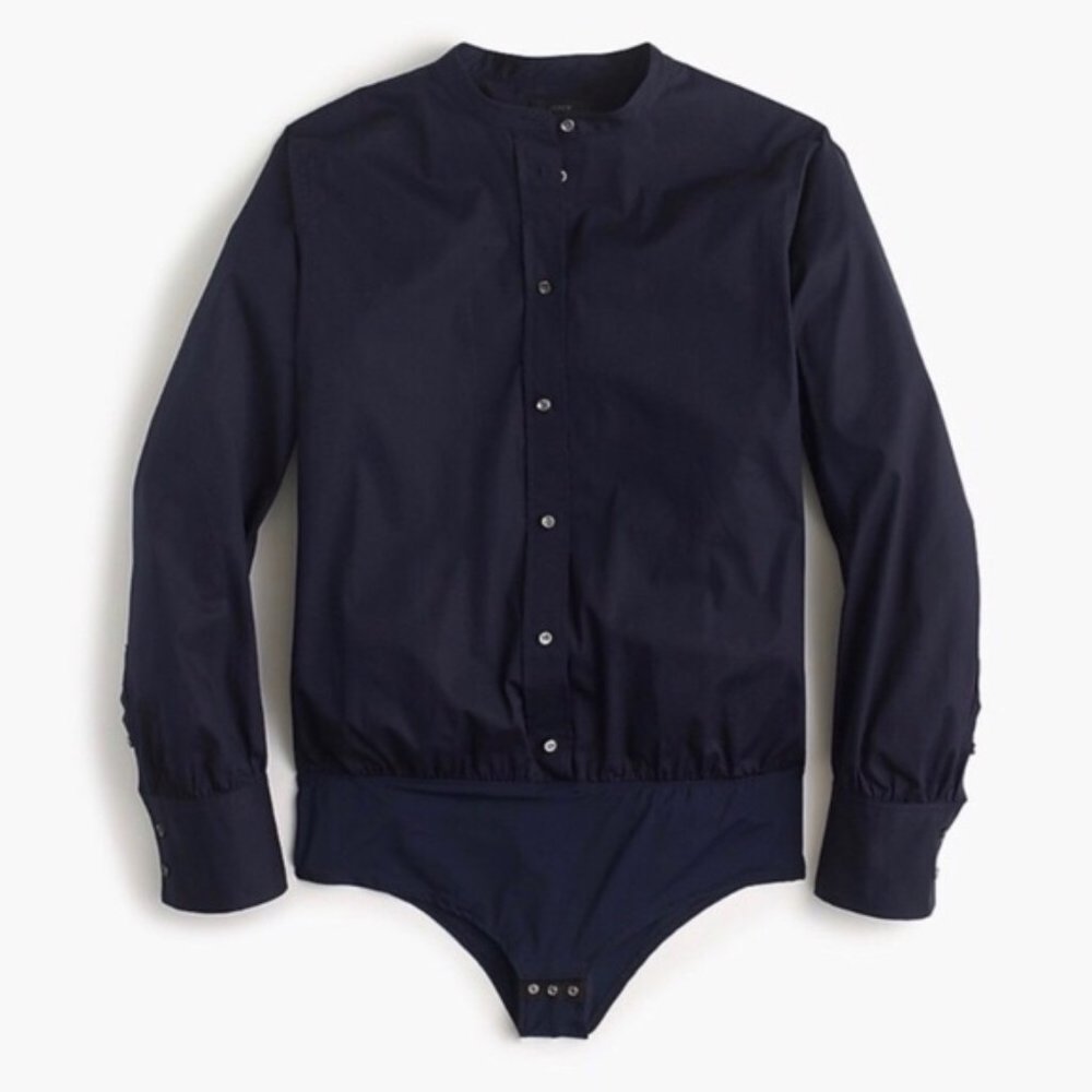 J. Crew Stretch Perfect Navy Button Bodysuit  8